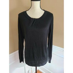 NWT New York & Co Women's Pullover Sweater Size XL Black Pleat Neck lightweight